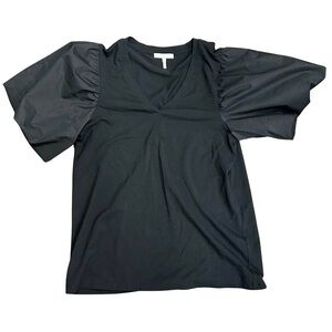 Hinson Wu “Kaitlyn” Puff Sleeve Knit Blouse | Black | XS